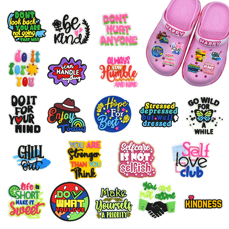 Women Shoes Kinds - 1/20 Stück Motivierende Positive Text PVC-Schuh-Charms