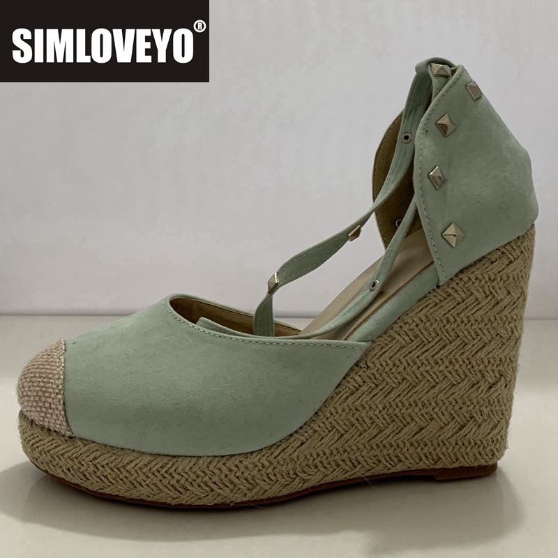 Espadrille Wedge Shoes - SIMLOVEYO Espadrilles Damen Keilsandalen High Heels