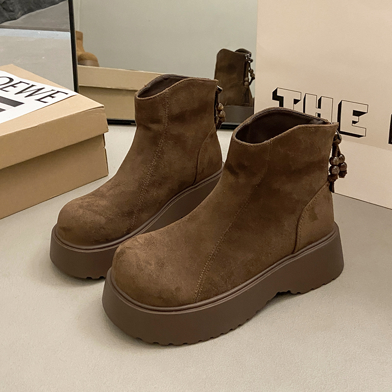 Women'S Shoes Trending 2025 - Flache Plattform Damen Stiefeletten Wildleder Gemütliche