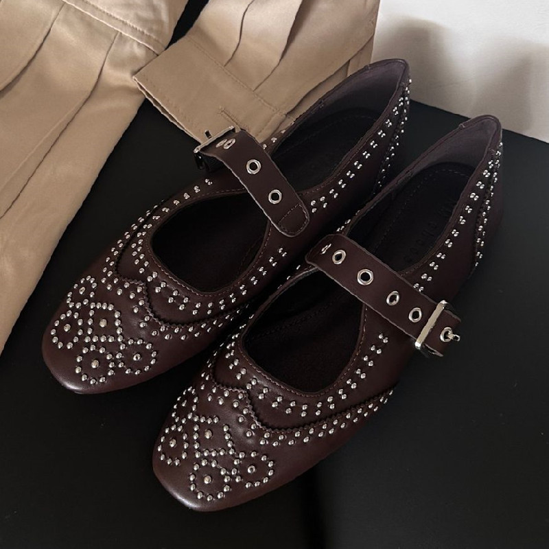 Retro Niet Schnalle Design Woh – Shoes For Women Flats Bewertung und Preis