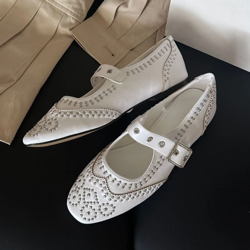 Retro Niet Schnalle Design Woh – Shoes For Women Flats Bewertung und Preis