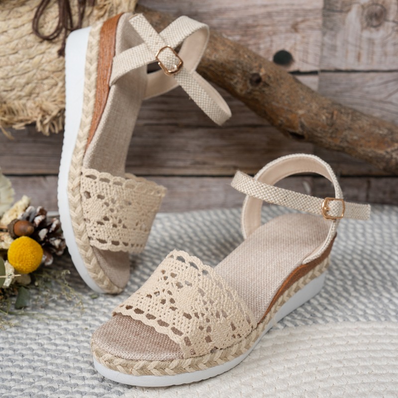 Damen-Sandalen mit Spitze und  – Espadrille Wedge Shoes Bewertung und Preis