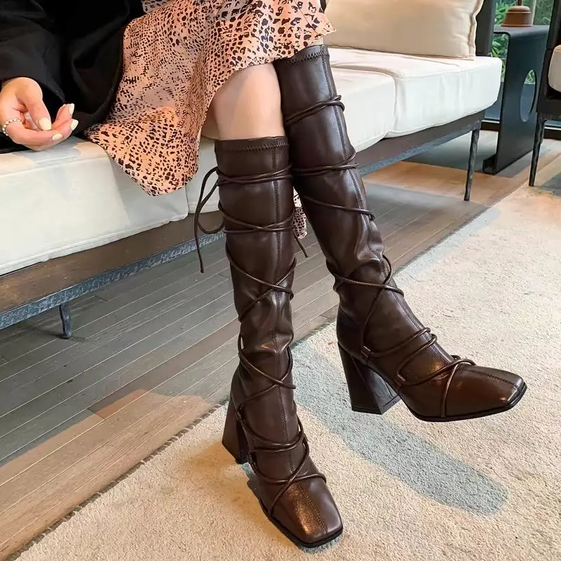Herbst Winter Lederband Knieho – Women'S Shoes Trending 2025 Bewertung und Preis