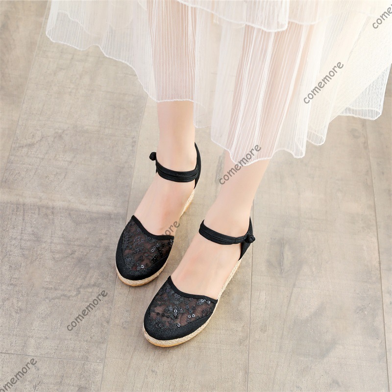 Damen-Sandalen mit Spitze und  – Espadrille Wedge Shoes Bewertung und Preis
