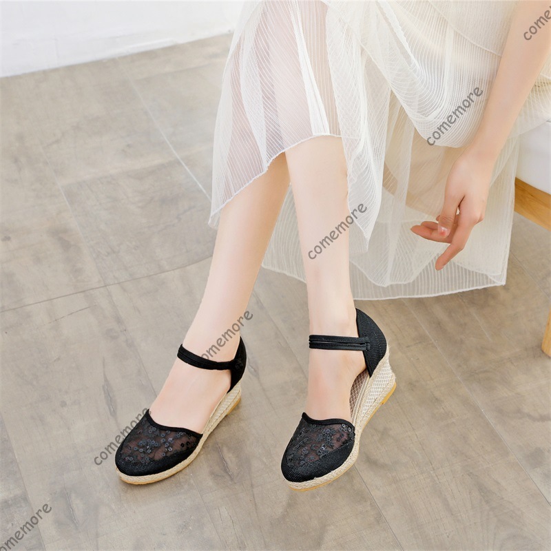 Damen-Sandalen mit Spitze und  – Espadrille Wedge Shoes Bewertung und Preis