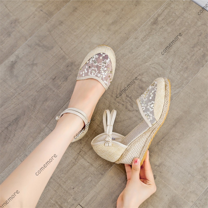 Damen-Sandalen mit Spitze und  – Espadrille Wedge Shoes Bewertung und Preis
